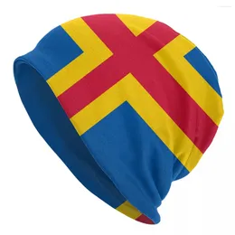 Berets Flag Of The Aland Islands Skullies Beanies Hats Spring Men Women Outdoor Cap Warm Dual-use Bonnet Knit Hat