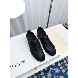 The Row Loafers Shoes Topquality Artisanallycrafted Soft Runway Loafer in Paneled Matte Calfskin Natural Pleating Effect Handpainted Leather Fashion Designer So