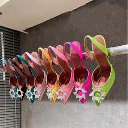 Amina Muaddi designer heels women sandals crystal designer shoes dress slingbacks evening popular lady shiny sandals famous designer women rose red green sh040