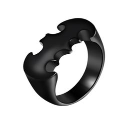 Comics Black Stainless Steel Ring for Men Biker Batman Ring Size 8 9 10 11 12 13 Band Fashion Jewellery Party Street Dancer8267879