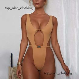 Women's Swimwear High Leg Cut One Piece Swimsuit Women Sexy Waist Buckle Belt Female 2024 Brazilian Bathing Suit Thong Monokini Bodysuit 346