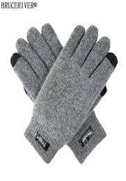 Bruceriver Men039s Pure Wool Knitted Touch screen Gloves with Thinsulate Lining and Elastic Rib Cuff H08181089205