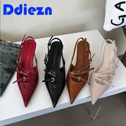 Sandals 2024 Womens Shoes High Heel Sandals New Point Toe Shallow Womens Shoes Fashion Buckle Womens Pump Shoes J240416