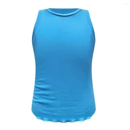 Men's Tank Tops Men Vest Blue Fitness Streetwear O Neck Polyester Regular Round Sleeveless Slight Stretch Solid Color Stylish