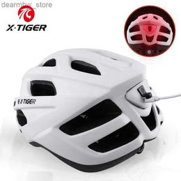 Cycling Caps Masks X-TIGER Cycling Helmet Man Women LED Light Helmet Road Mountain Bike Helmet Bicycle Helmet Rechargeable Brim Design Helmet L48