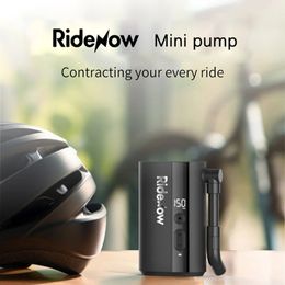 Ridenow Mini Pump 150Psi Portable Riding Bicycle Electric Air Pump High Capacity Battery Road Bike Motorcycle Pumps 240410