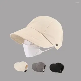 Wide Brim Hats Foldable Fisherman Cap Portable Empty Top Adjustable Hat Mask Hanging Solid Color Sun Protection Women