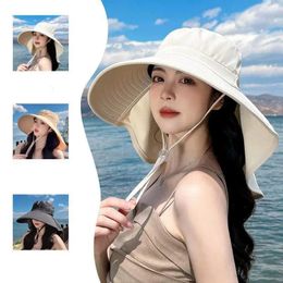 Wide Brim Hats Women Outdoor Fisherman Hat Bucket With Neck Cover Female Summer Breathable Mesh Sun Protection Visor Anti UV Caps