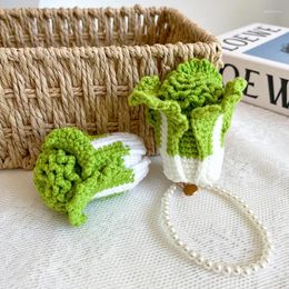 Keychains Creative Knitted Cabbage Sheep Crochet Keychain Unique Handmake Weaved Handbag Car Interior Decor Keyrings Pendant Gift Wholesal