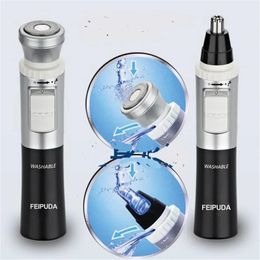 2 In 1 Portable Electric Nose Ear Hair Cutter Trimmer Nasal Clipper Man Beard Shaver Razor Men Grooming Shaving Face Haircut 240401