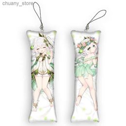 Keychains Lanyards Genshin Impact Nahida Mini Dakimakura Rebecca Keychain Cute Anime Key Chain Small Pillow Decor Pendant Otaku Backpack Pendants Y240417