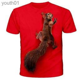 Men's Casual Shirts Mens T-Shirt Tee Funny Animal Squirrel Round Sea Blue Green Yellow Red 3D Daily Holiday Short Sleeve Clothing Apparel Basic StreeEJUM