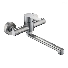 Bathroom Sink Faucets Wall Mounted Kitchen Faucet Stainless Steel Tube Tap Water Easy Use