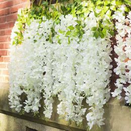 معلق الزهور المجففة الاصطناعية 12pcs wisteria garland vine rattan زهرة زهرة وهمية الحرير لحفل زفاف الحديقة المنزلية 230613