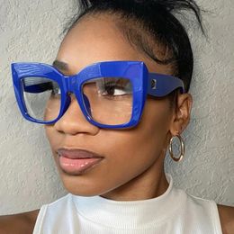 Oversized Square Womens Glasses Frames Fashion Blue Anti Light Eyeglasses Optical Lenses Female Luxury Brand Big Eyewear 240410