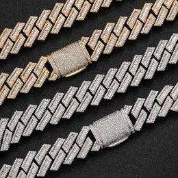 Hand Crafted High Quality Miami Cuban Chain 16mm 925 Sterling Silver Bling Moissanite Pass Diamond Tester