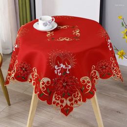 Table Cloth Christmas Embroidered Hollow-Out Round Tablecloth For Restaurant Dinning Xams Party Banquet Events 33 Inch