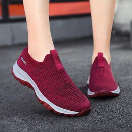 Casual Shoes Spring Autumn Elderly Walking Feet Fat Wide Lazy One Foot Flying Woven Breathable Non-slip Comfortable Soft Sole