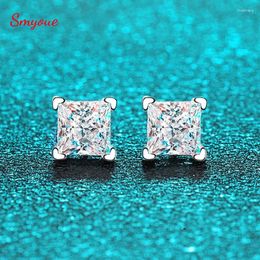 Stud Earrings Smyoue Certified 1ct Princess Cut Moissanite For Women Girls Praty Jewellery Luxury Quality S925 Sterling Silver