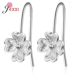 Dangle Earrings Drop Genuine 925 Sterling Silver Lovely Flower Pattern Korean Style Beautiful Female Jewelry