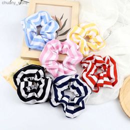 Hair Rubber Bands Wave Stripe Hair Band Scrunchie Accessories Korean Trendy Simple Large Hair Tie High Elastic Headband Girl Women Ponytail Holder Y240417