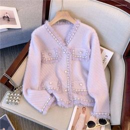 Women's Knits Winter Clothes Women Sweaters For Purple Knitted Cardigan Spring And Autumn Coat Sweater Korean Style Gree Cardiga