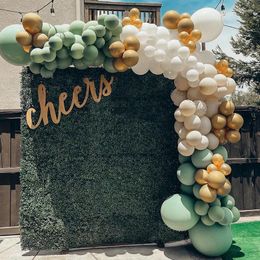 Party Decoration Baby Shower Avocado Green Golden Metallic Balloon Garland Arch Set Wedding Birthday Balloons Globos