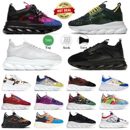 aaa+ Quality Chain Reaction Designer Shoes For Men Women Platform Sneakers Rubber Suede Triple Black White Bluette Gold Red Brown Orange Blue Mens Thick Jogging