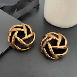 Backs Earrings Fashion Black Velvet Gold Large Round Flower Ear Clip Women Top Quality Luxury Jewellery Designer Trend