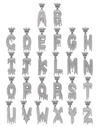 26 English Initial Crown Pendant Necklaces Bling Jewellery Zircon 18k Gold Letter Diamond Pendants Hip Hop Necklace for Women Men St4632045