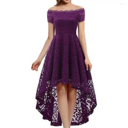 Casual Dresses Lace Dress Elegant Embroidered Evening Gown With Off-shoulder Sleeves Irregular Hem Women's Formal Prom For Special