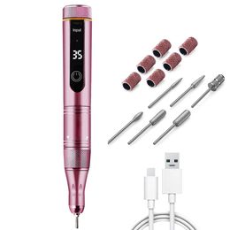 Cordless Electric Nail Drill Machine with LED Display Forward Reverse Direction E File Nail Drill for Acrylic Nails Manicure Set 240417