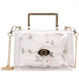 Shoulder Bags Ladies Luxury Fashion Simple Transparent Jelly Crossbody Hang 2pcs Composite Chain Shopping Portable Messenger Flap Purse
