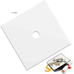 New X Cm Sublimation Blanks Graduation Cap Heat Transfer Plate White MDF Adhesive Hat Topper Decorations For Boys Girls Grad Ceremony Party