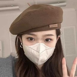 HLY5 Berets Classic Vintage Berets Hat for Women Fashion Wool Felt Hat Warmer Hat Cap Black Brown French Hats Autumn and Winter Outdoor Caps d240418