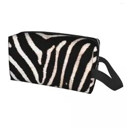 Cosmetic Bags Travel Tropical Wild Animal Zebra Stripes Leather Texture Toiletry Bag Makeup Organizer Beauty Storage Dopp Kit Box