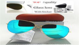 Top Quality Glass Lens Pilot Classic Sunglasses Men Women Brand Designer Plant UV400 Mirror 58MM 62MM Brown Case storage Box Stick1176031