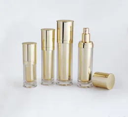 Storage Bottles 30ml Shiny Gold Acrylic/plastic Bottle Serum/lotion/emulsion/foundation/foundation Essence Toner Skin Care Cosmetic Packing