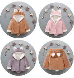 Jackets Winter Girl Keep Warm Coat Cartoon 3D Sweatshirts Plus Velvet Thick Cotton Fashion Outerwear Kids Cashmere Toddler Clothing