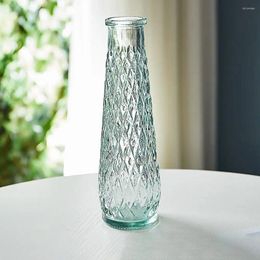 Vases Multi-specification Transparent Hydroponics Vase Simple Embossed Printing Glass Creaft Home Decoration Flower Arrangement