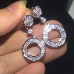 Stud Vintage Office Lady Drop Earring 925 sterling silver Diamond Cz Party wedding Dangle Earrings for women Bridal Jewelry Gift TOP