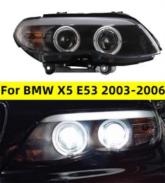 Headlight All LED for BMW X5 E53 2003-2006 Angel Eye LED Lens Daytime Running Light Turn Signal Light