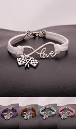 10pcslot Infinity Love 8 Bracelet Flagcheckered flag Charm Pendant WomenMen Simple BraceletsBangles Jewellery Gift A1384807486