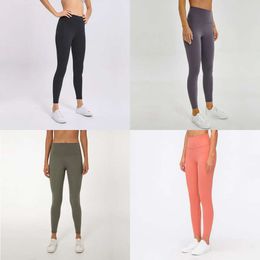High L_037 Rise Leggings Have T-Line Yoga Pants With Waistband Pocket Naked Feeling Elastic Tights