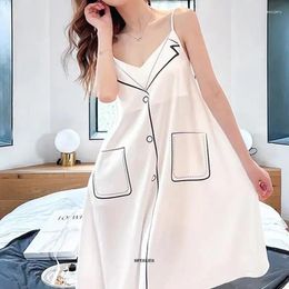 Women's Sleepwear Plus Size 4XL 150kg Women Spaghetti Strap Sleepdress Home Dress Loose Casual Homewear Sleeveless Nightdress Nightgown