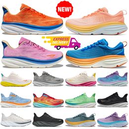 running shoes for men women shoes sneakers Bondi 8 Clifton 9 Triple Black White Coastal Sky Vibrant Orange Cloud Blue Shifting Sand outdoor sport trainers