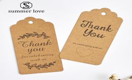 100 Pcs Lot Thank You Kraft Paper Cards Pretty Design Printing Fower Necklace Earring Hairpin Brooch Handmade Jewellery Packaging2944100