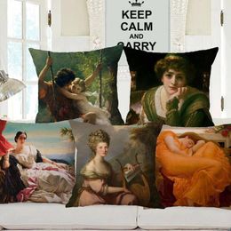 Pillow European Pierre Auguste Cot Art Flower Girl Coffee Beauty Woman Portrait Cover Decorative Pillows For Sofa