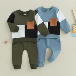 Clothing Sets 2PCS Fall Baby Boy Outfits Clothes Set For Kids Contrast Colour Long Sleeve Sweatshirt Pants Suit Toddler Infant Tracksuit