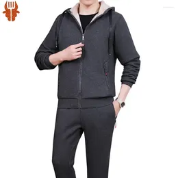 Men's Tracksuits Male Plus Size Men Warm Thick Track Suit Sportswear Fitness Clothes Sets Autumn Hoodies Pant Clothing 8XL